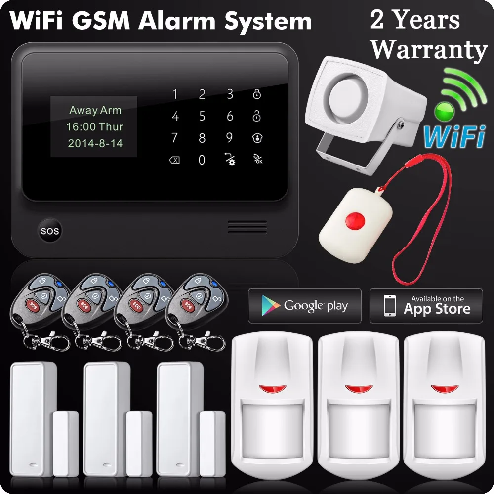 Обновленная 2 4G Wi-Fi приложение управления GSM SMS GPRS домашняя охранная сигнализация