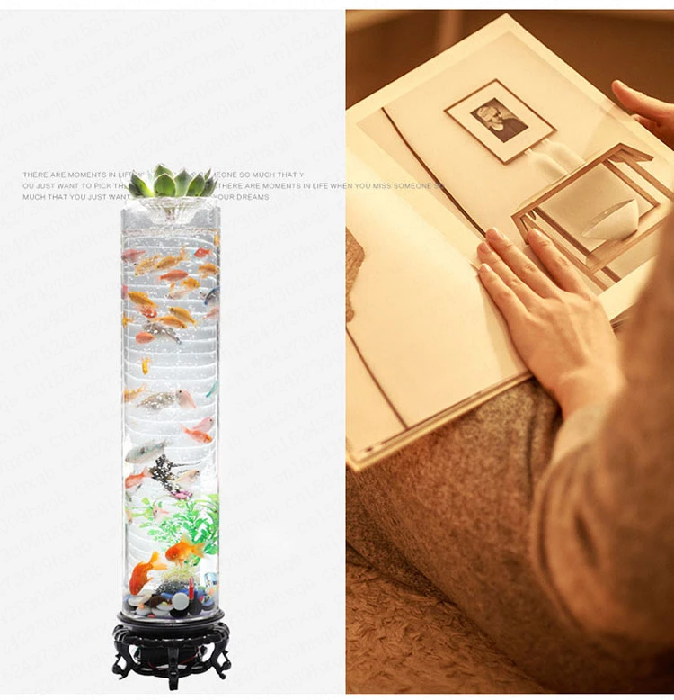 Title 9, Standing Barrel Shape Fish Tank 360 Ultra Clear...