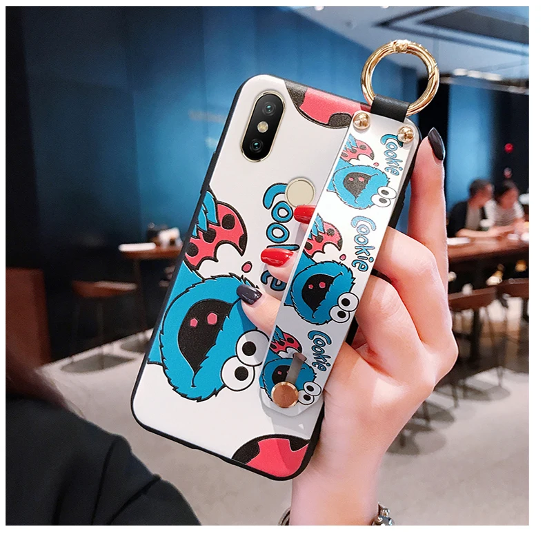 

AXBETY For redmi note 5 Pro/6X/A2/mi 8/5 plus/s2/y2 Fashion cute Cartoon Lanyard Stand Phone Case For xiaomi a2 lite redmi 6 pro