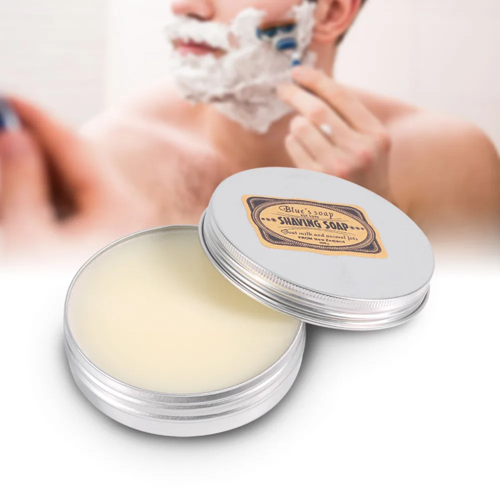 1 Pcs Mustache Shaving Cream Soap Deluxe Men's Round Facial Care Goat
