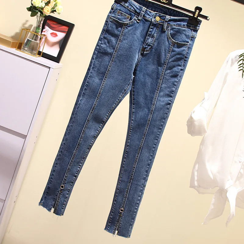 Прямые женские джинсы со средней талией, свободные потертые джинсовые штаны, сшитые джинсы, женские джинсы длиной до щиколотки, повседневные штаны с разрезом