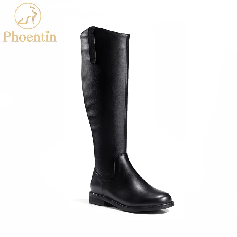black leather flat boots