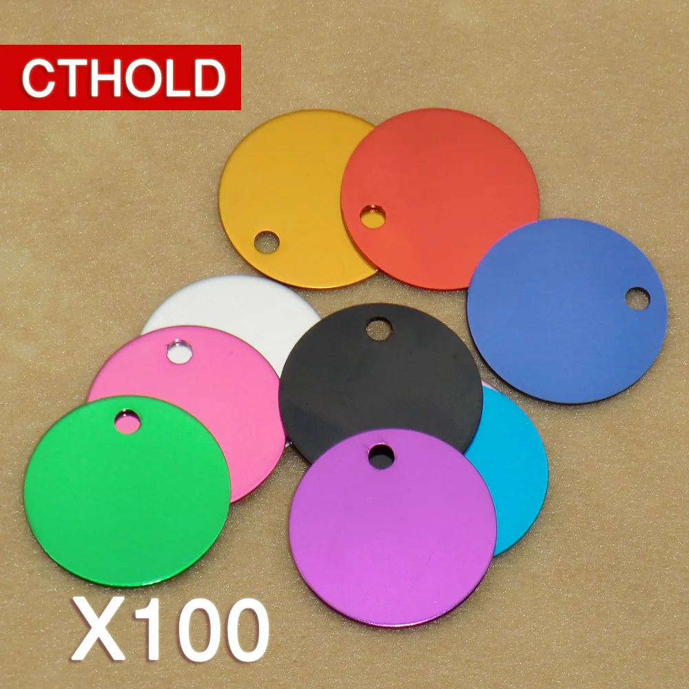 CTHOLD 100 шт. идентификационная бирка для собак круглый брелок алюминиевые пустые