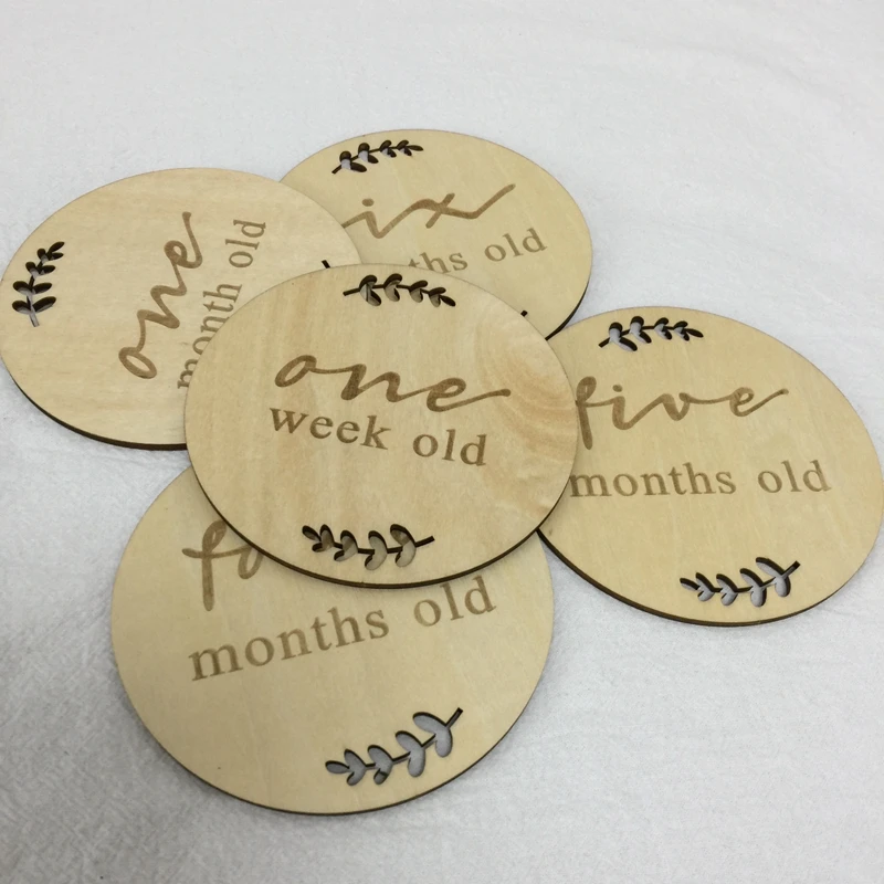   Engraved wooden monthly milestone plaques set of 15 pcs (4)
