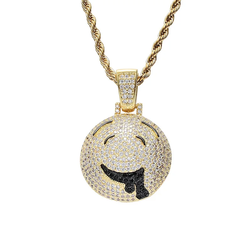 

Hip Hop Drool Face Pendant Necklace For Men New Arrival 2 Colors AAA Cubic Zirconia Mens Necklace