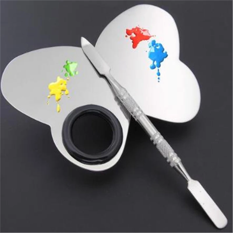 

15.5*7.2cm Hot Sale Foundation Eyeshadow Mixing Palette / Spatula Stainless Steel Makeup Mixer Nail Polish Mixing Plate Nail Art