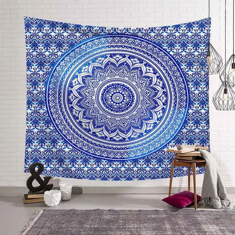Mandala Elephant Square Tapestry Wall Hanging Carpet Yoga Mat for Home Bedroom Art Decoration Rug 200x150CM Indian compass