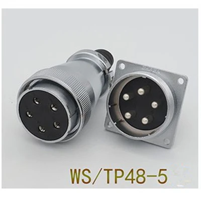 WS48-5Pin 1 комплект WS/TP48 авиационным соединителем мужской и женский квадратный фланец гнездо 5/7/20/27/38/42 Pin штепсельная вилка авиации круговой разъем кабеля - Цвет: WS48-5Pin