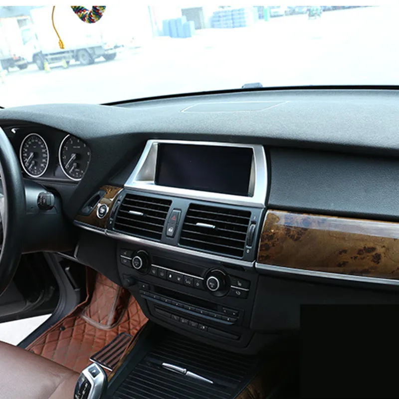 Центральной консоли навигации рамка украшения Накладка для BMW X5 E70 X6 E71 2008- ABS аксессуары для автомобильного интерьера