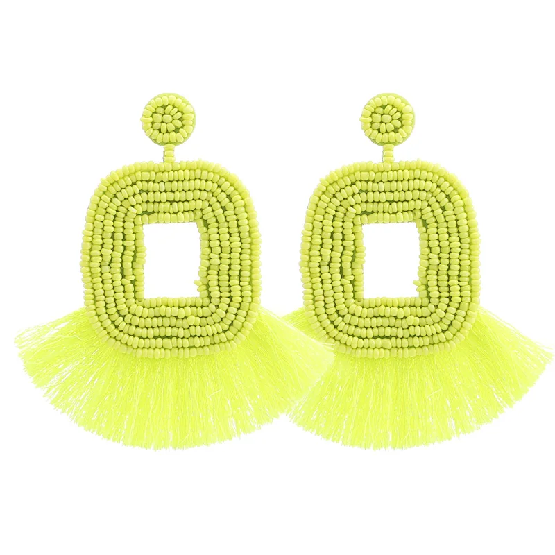 Fashion Women Handmade Beaded Earrings for Wedding Party Gift BA Trendy Special Gift Flowers Tassel Drop Earrings Hot (3)