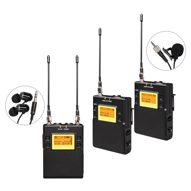 

2 Channel DSLR Camera Wireless Lavalier Microphone System for Outdoor Recording, Interview, Video Shooting, Broadcast Microphone