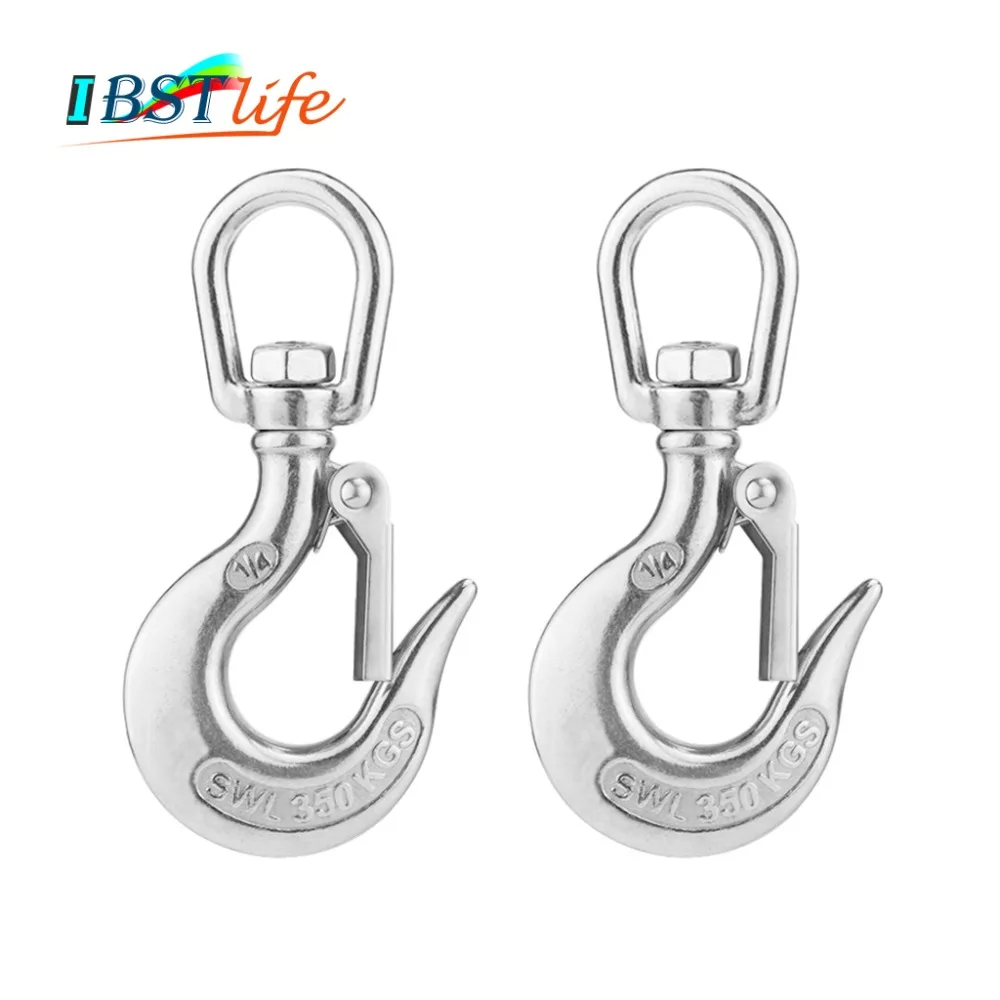

2PCS 304 StainlessSteel Round Swivel Eye Lifting Snap Hook cargo snap hook crane hook with Latch NO Rust marine rigging hardware