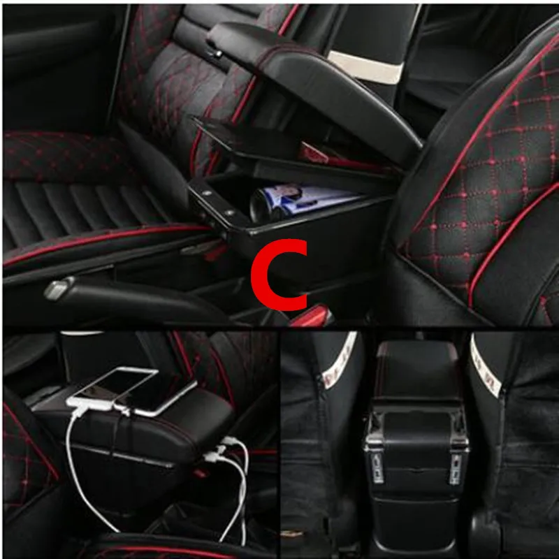 Автомобильный подлокотник для хранения, кожаный поднос, центральная консоль, подлокотник для Toyota bB 2000-2005 Scion xB 2004-2007 - Название цвета: C style black