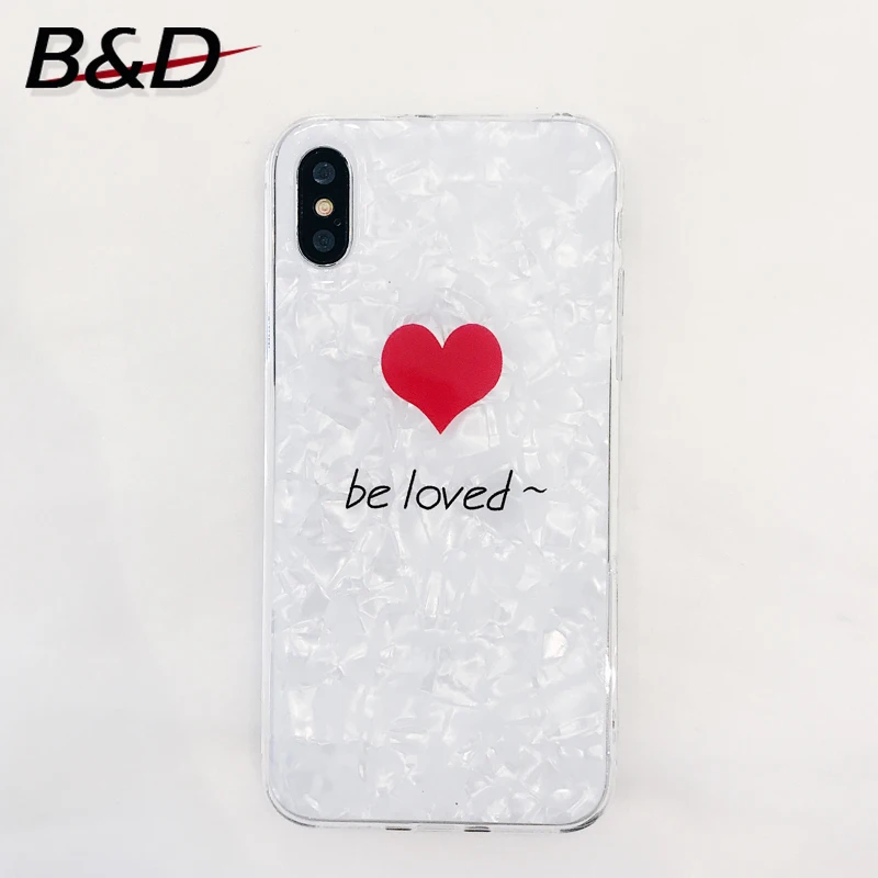 Be Loved Heart Pattern Luxury Shell Glitter Case Soft TPU Protective Back Cover For iPhone X 6 6S 7 Plus OPPO VIVO X21 |