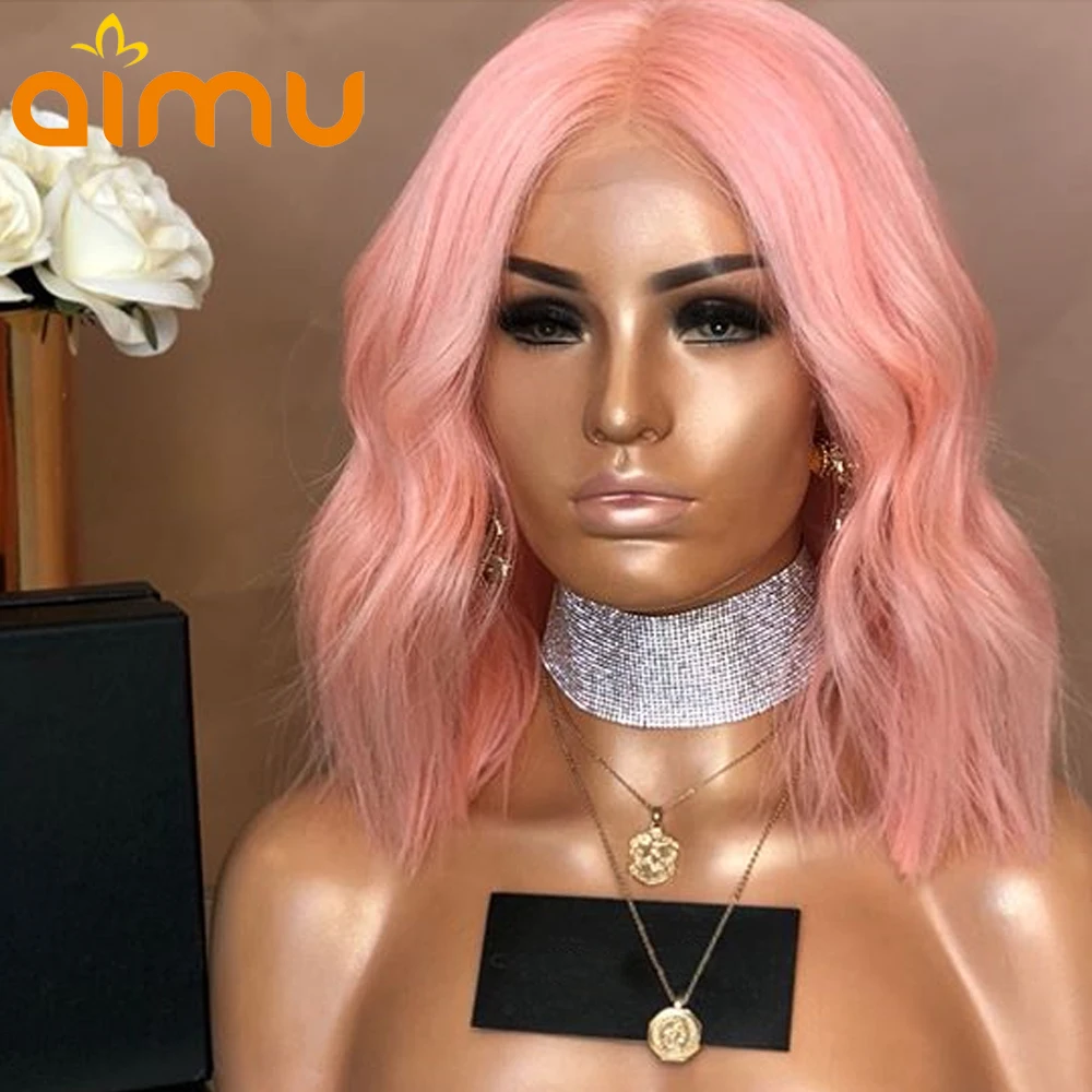 Aimu Pre Plucked Pink Human Hair Wigs With Baby Hair 150 Density