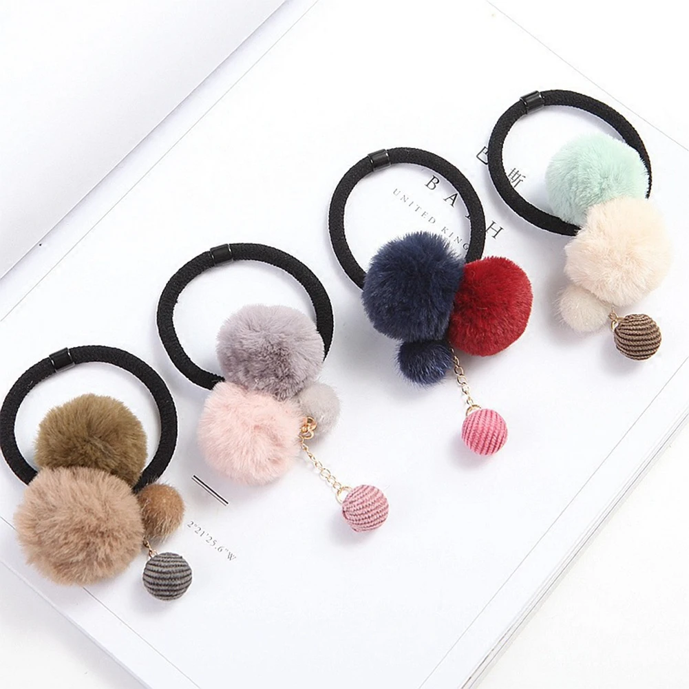 Girls Hair Accessories Colorful Pompon Elastic Hair Bands Rings Cute Creative Faux Fur Ball Hair Rope Lovely Rubber Scrunchies Girls Hair Accessories Colorful Pompon Elastic Hair Bands Rings Cute Creative Faux Fur Ball Hair Rope Lovely Rubber Scrunchies