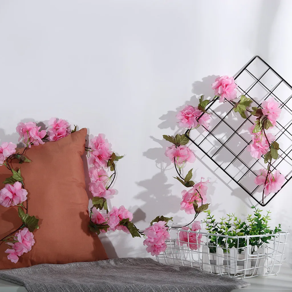 Artificial Cherry Blossom Rattan 2.2m Green Leaf Vine Garland creative