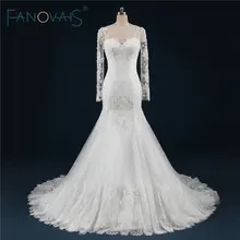 Lace Beads Crystal Wedding Dresses With Long Sleeves Wedding Gowns Luxurious Bridal Gowns Vestido de Novia Dress for wedding