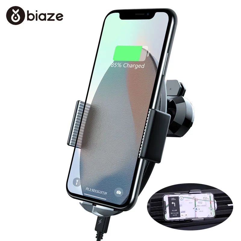 Biaze Intelligent Touch Control Car Wireless Charger For iPhone X XS Max Samsung S9 Fast Wireless Car Charger 10W Phone Chargers