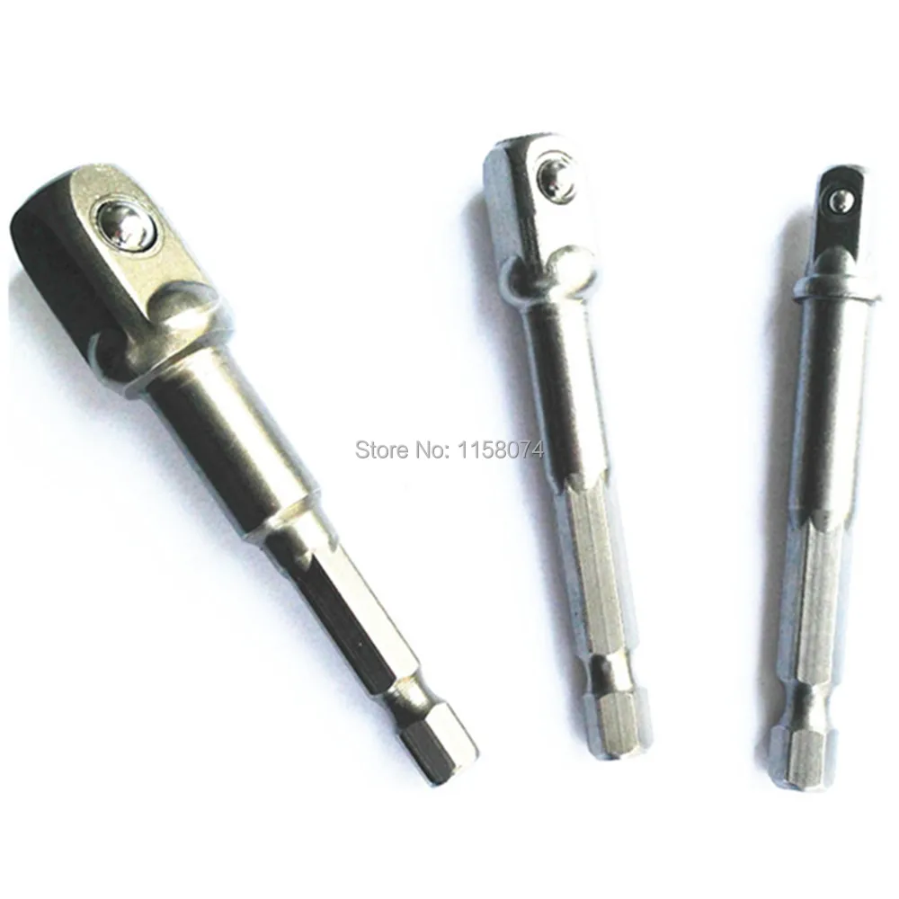 

3pcs Socket Bit Adapter Conversion Adaptor Connector Set 1/4 Hex Shank to 1/4",3/8",1/2" Impact Driver/Drill Power Screwdriver