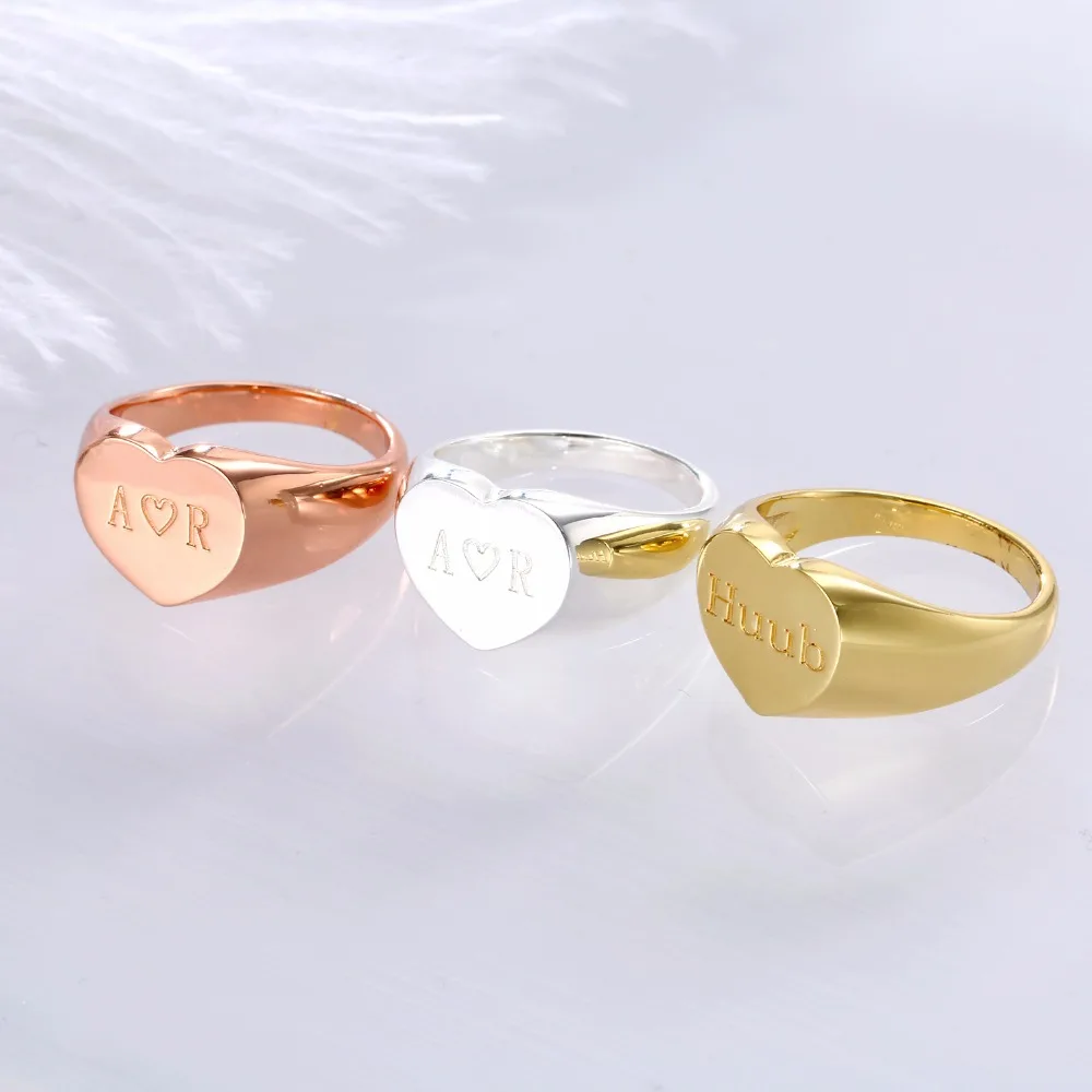 duoying anel anel de cobre masculino antigo coração personalizado gravado joias de presente de natal