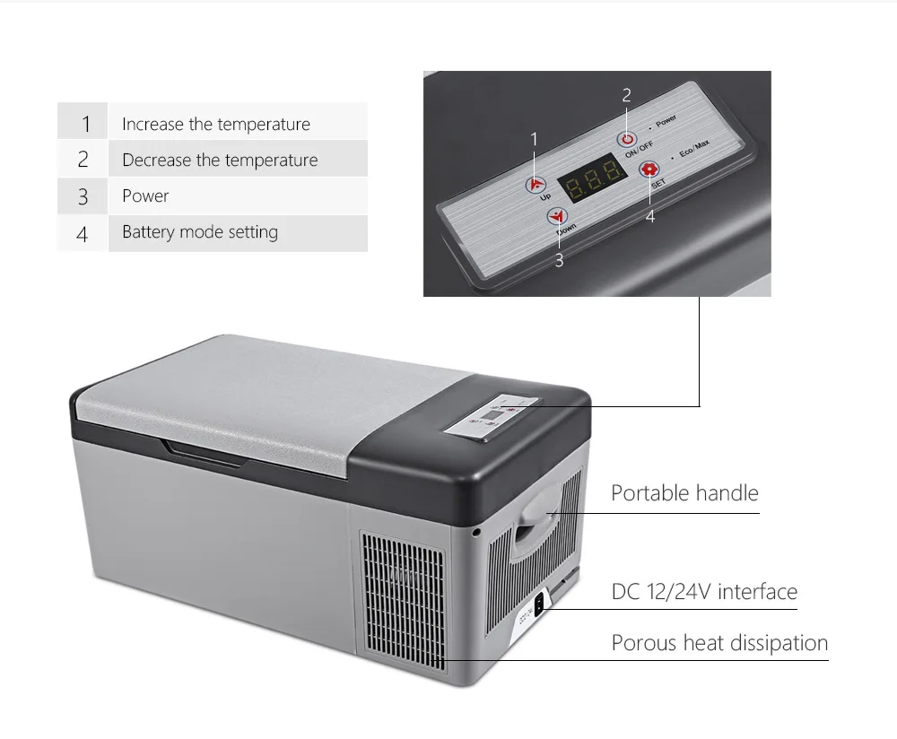 

Portable fridge freezer box 15L capacity Cooler Frigerator for DC Car Home RV camper caravan outdoor Travelling AC 110V-240V