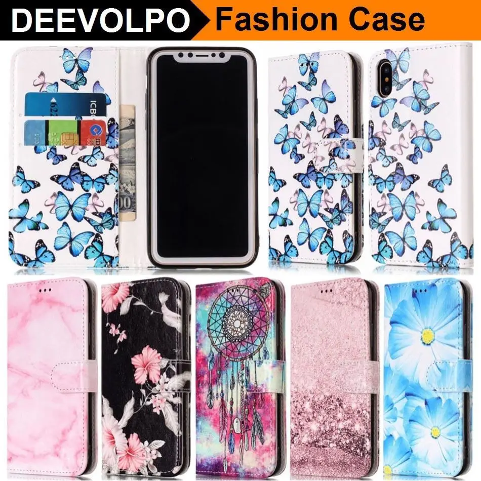 

DEEVOLPO Beautiful Marble Case For Apple iphone 8 7 6 6S Plus 5 5S SE 5C Touch 6 PU Leather Silicone Holder Wallet Cover DP01I