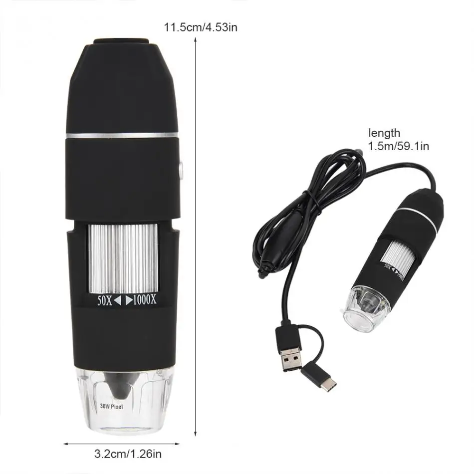 1000X3 в 1 type-C/Micro USB/USB интерфейс HD Цифровой Микроскоп увеличение микроскопии бинокулярный