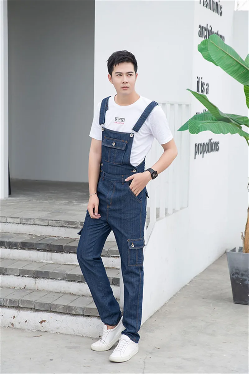 Корейская версия ковбойских нагрудников, мужские Нагрудники, повседневный комбинезон для мальчиков, мужские прямые джинсы на подтяжках, размер S-3XL 4XL 5XL