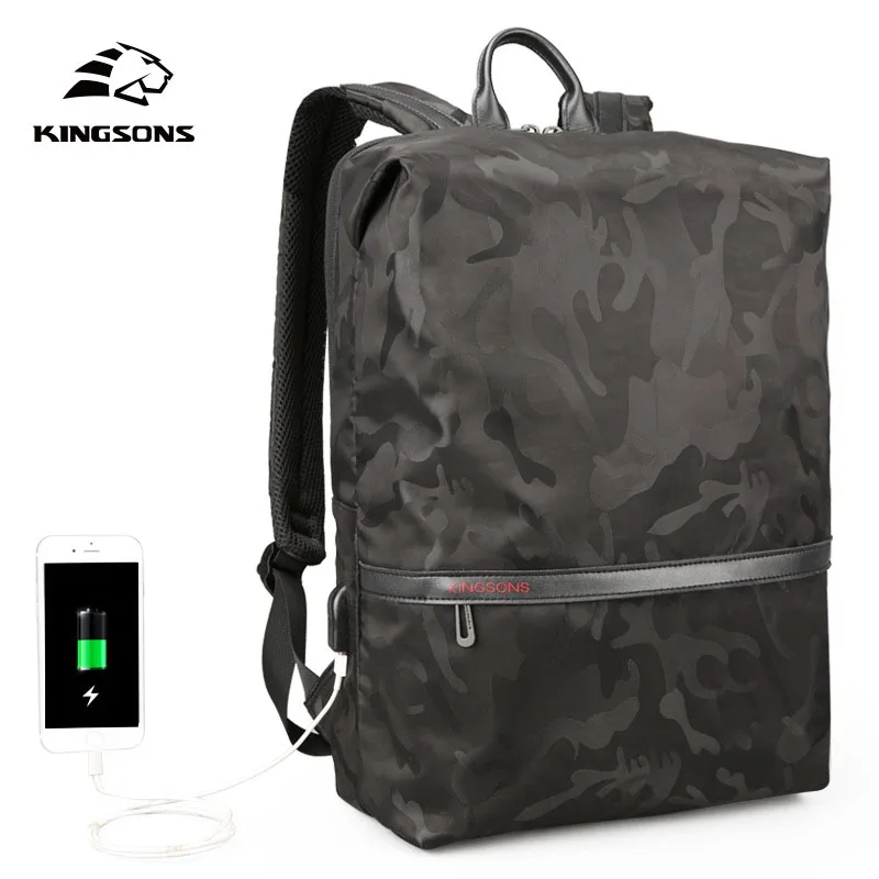 

Kingsons 15.6 Laptop Backpack Men's Backpack USB Ms. School Notebook Nylon Bag Leisure Travel Backpack