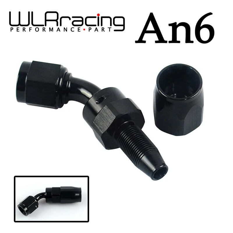 

WLR RACING - Black 6 AN AN-6 45 Degree Aluminum Swivel Hose End Fitting Adapter Oil Fuel Line