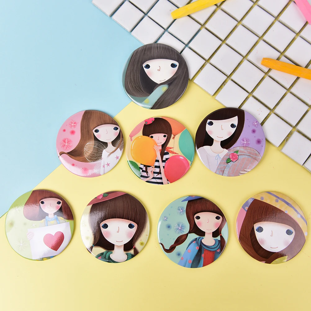 RANDOM girl mini pocket makeup mirror cosmetic portable double Dual sides metel frame compact mirrors | Красота и здоровье