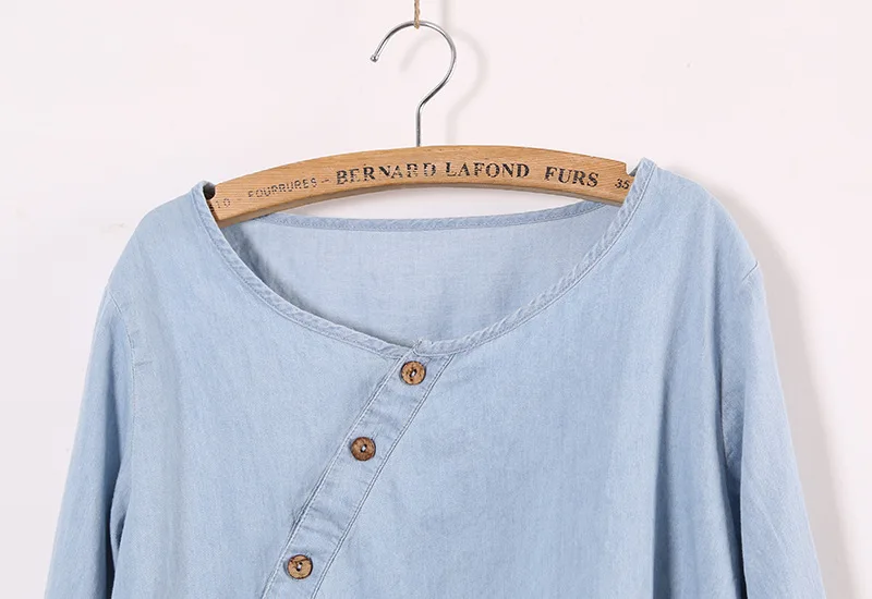Femenina blusas 2018 mujer denim camisa de manga larga de vaquero blusas y tops cuello Irregular blusa ropa mujer Femenina blusas 2018 mujer denim camisa de manga larga de vaquero blusas y tops cuello Irregular blusa ropa mujer