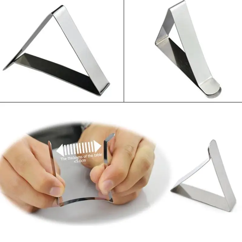 4/6/8 Pcs/Set Triangular Stainless Steel Tablecloth Clips Outdoor