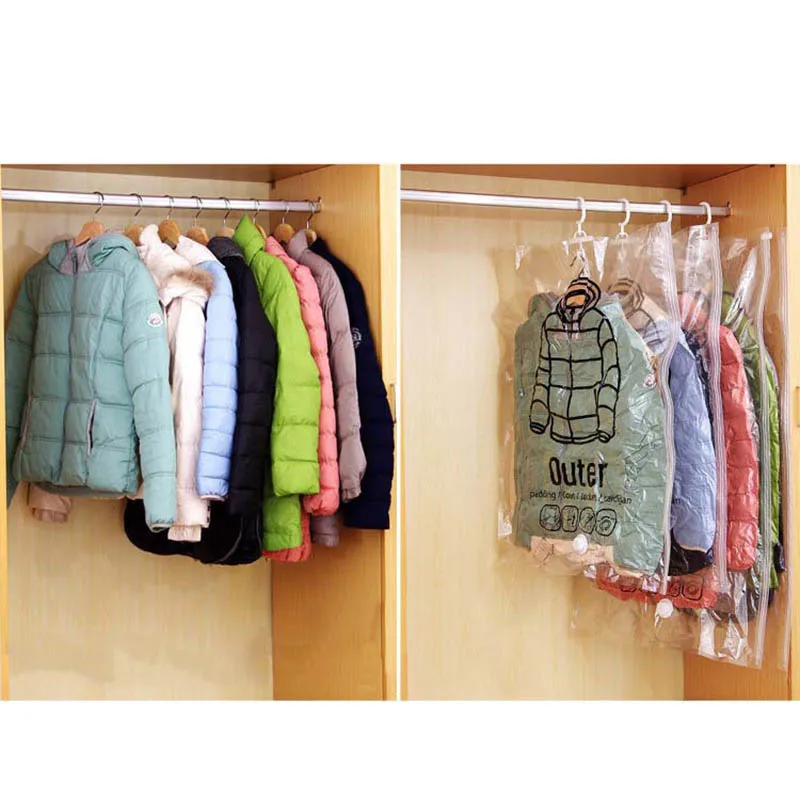 Hook Portable Vacuum Compressed Bag Hanging Storage Bag Wardrobe Closet