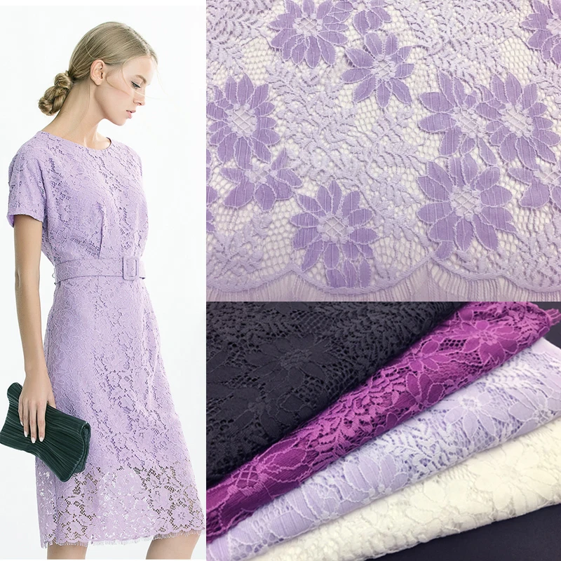 

LASUI New product 4colors 1pcs= 1.5m*1.4m Heavy-duty embroidery lace fabric clothing fabrics fashion dress not fade soft C0088