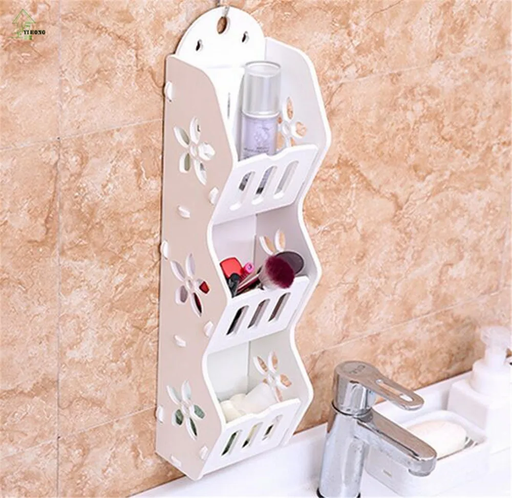 DIY Detachable Wood plastic board rack bathroom wall shelf desktop