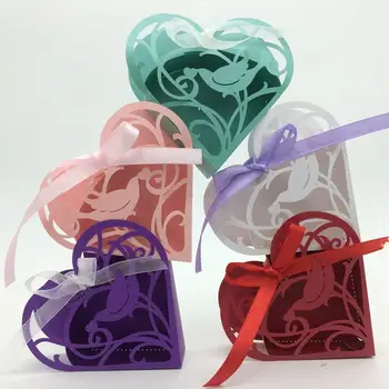 

New 20Pcs/lot Wedding Supplies Multicolor customizable 9.5 * 9.5cm Candy box Heart-shaped Creative Candy Gift Boxes #03