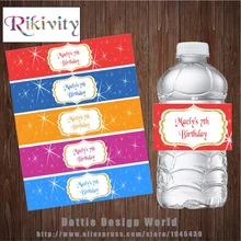 20 шт./партия, радуга, блестящая Звезда, бутылка для воды, этикетки, конфетная палочка, обертка, на заказ, для свадьбы, для детского душа, для дня рождения, для украшения
