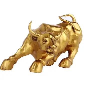 

Great golden color hall bull ornaments crafts furnishings Lucky Zodiac Wall Street cow brass cow crafts desktop decoration 350g