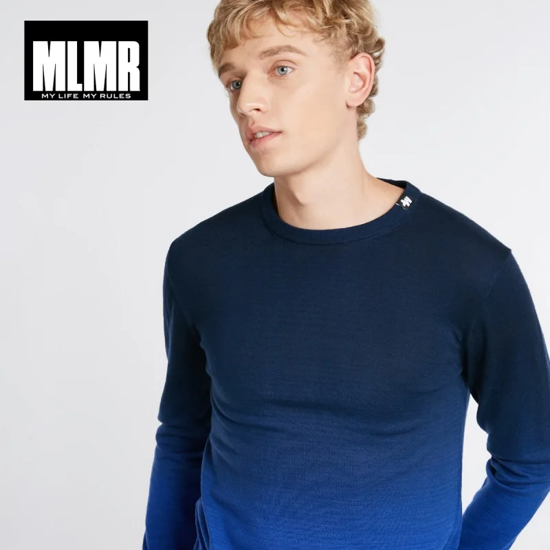 Tanie JackJones jesień męska 100% sweter z wełny fajne gradientu dorywczo z długim rękawem koszula z okrągłym dekoltem odzieży męskiej 218324553