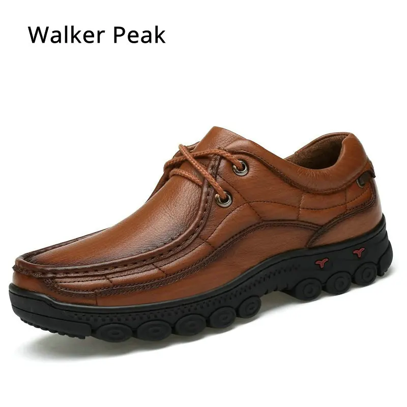 Koop Mannen Werken Schoenen Britse 100% Echt Lederen Business Casual schoenen patent zwart wandelschoenen voor Mannen flats Schoenen mannelijke Walkerpeak