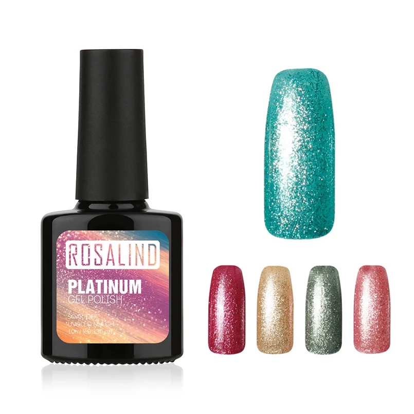 

Rosalind Platinum Glitter Gel Nail Polish Soak Off Sequins UV Gel Polish Lacquer Beauty Long Lasting UV LED Lamp Gel for Nails