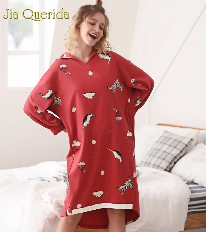 Женская ночная сорочка J&ampQ трендовая одежда для сна с анимационным принтом