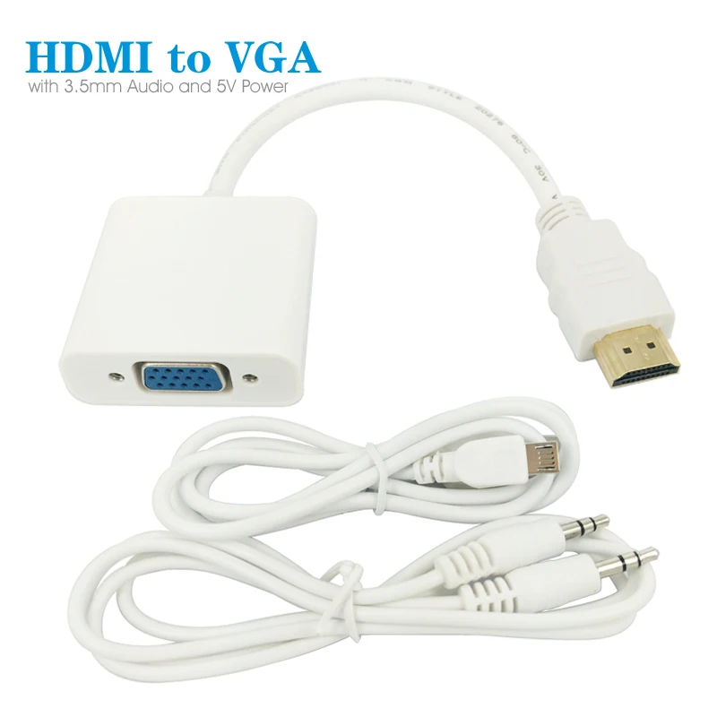 HDMI Male to VGA Female Converter Adapter with 3.5mm Audio Cable for
