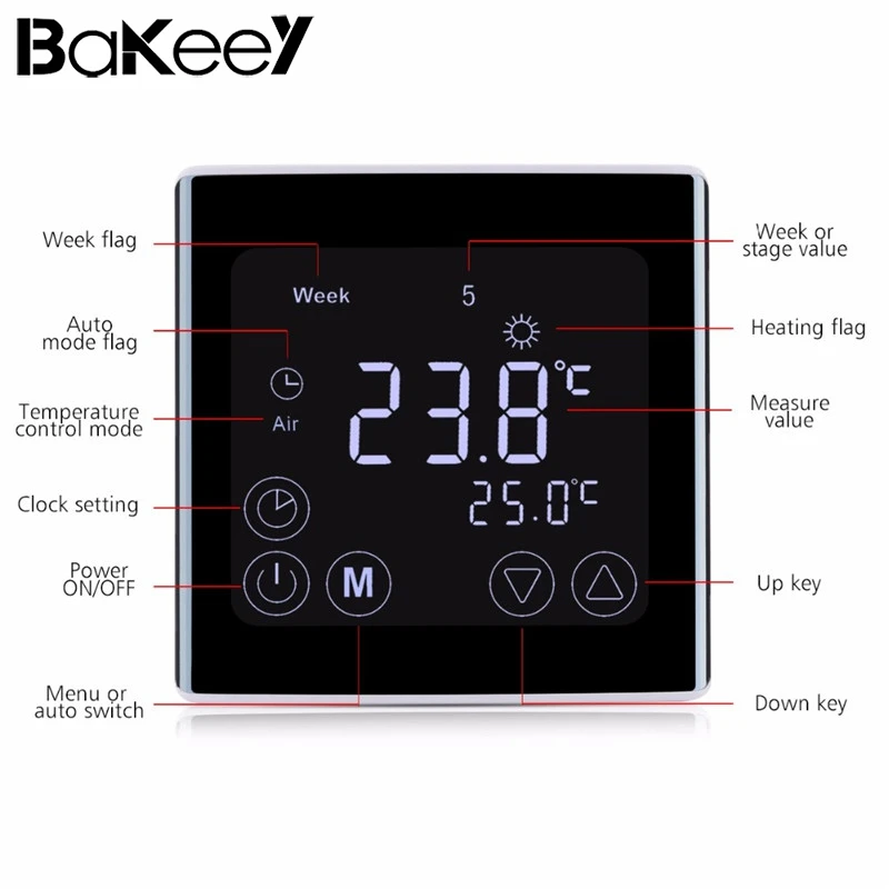 

Big Sale Bakeey Smart Home LCD Touch Screen Wall Floor Termostat 85-250V 16A Weekly Programmable Automatic Temperature Control