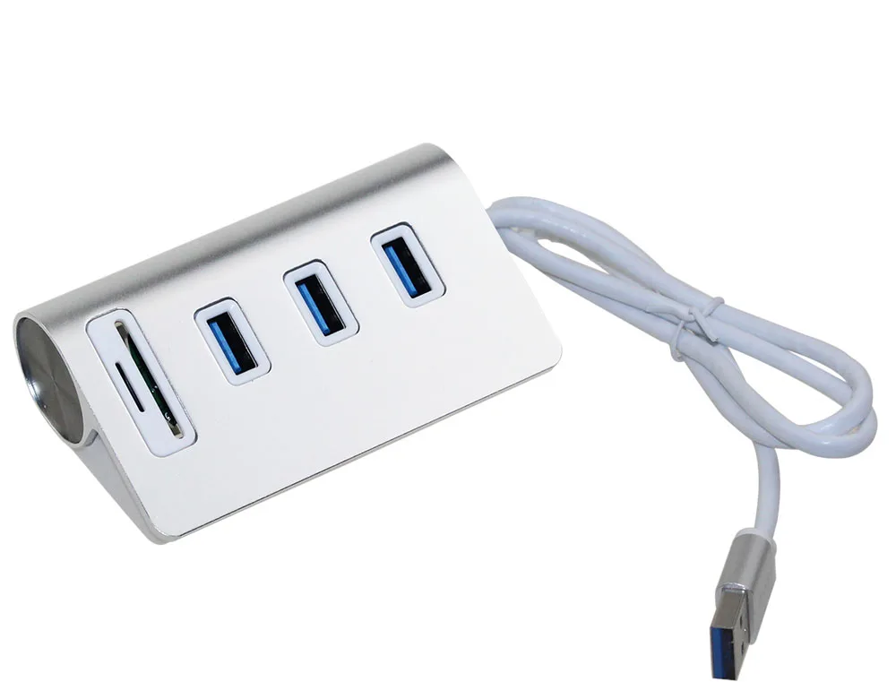 3 портовый алюминиевый концентратор USB 0 с кардридером для SD/TF карт