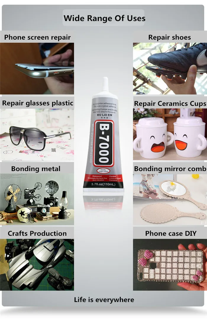 Tela do Telefone de Vidro Cola Líquida Multiuso Adesivo Jóias Artesanato Cristal Strass Faça Você Mesmo Fix Prego Gel B7000-110ml 12 Pçs 7 Material escolar e de escritório