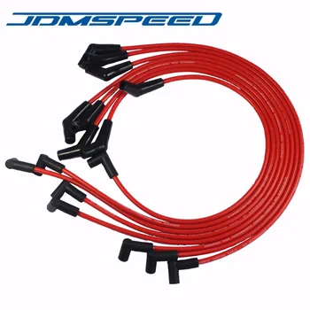 

Free Shipping-JDMSPEED HEI RED Spiral Core SPARK PLUG WIRES 45 DEGREE END For BBC CHEVY 396-427-454-502