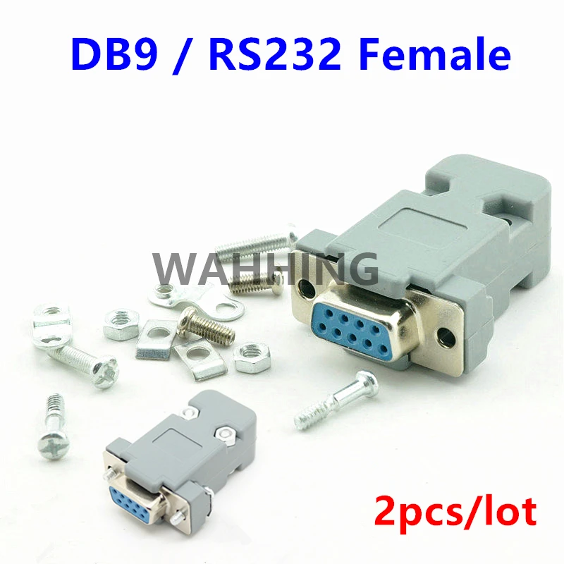 2 Set RS232 serial port connector DB9 female socket Plug connector 9